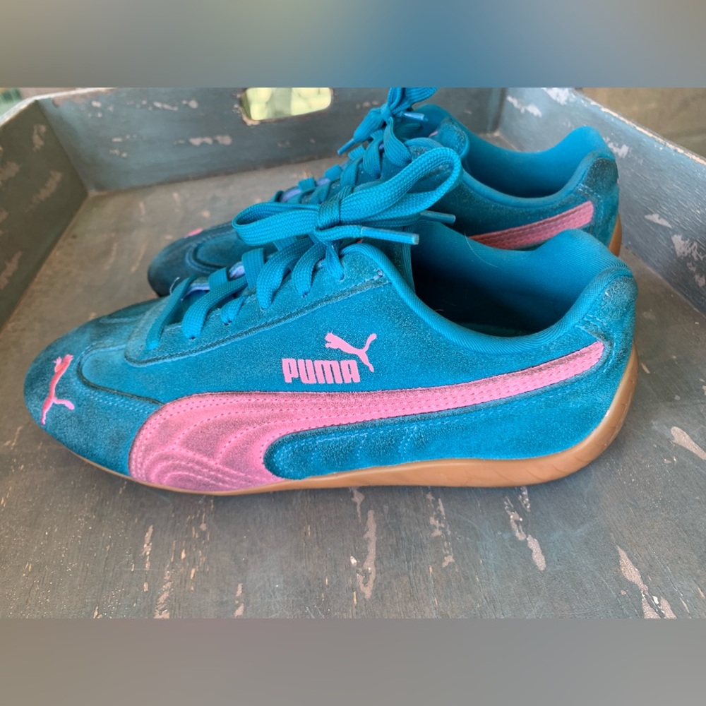 PUMA Speedcat in Blue Pink Suede Retro Vintage Fit Sneakers sz 7